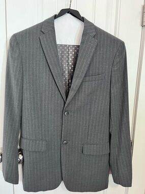 Perry Ellis Charcoal Pinstripe Two-Button Sport Coat